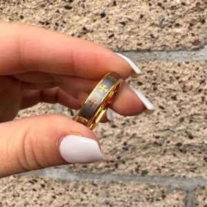 Gold and Gray cross tungsten Ring size 10.5